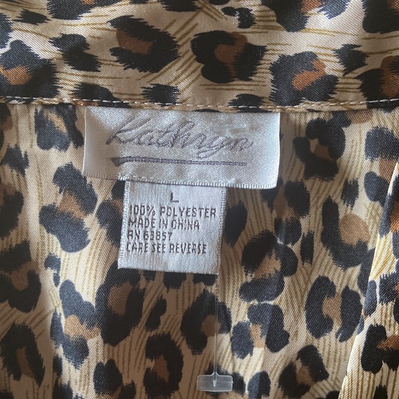 Kathryn Animal Print Satin Pajama 2 Pieces Size L Short Sleeve Long Pant - Picture 10 of 11